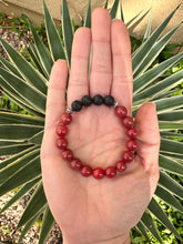 Gem Rhodonite and Lava Rock Aromatherapy Essential Oil Diffuser Bracelet