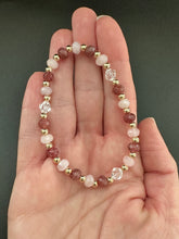 Rose, Strawberry & Clear Quartz Skinny Stacker Bracelet (6mm beads)
