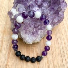 Amethyst & Moonstone Aromatherapy Essential Oil Diffuser Bracelet (8mm beads)
