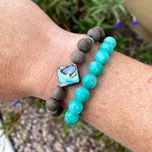 Peruvian Amazonite & Rosewood Aromatherapy Essential Oil Diffuser Bracelet (8mm beads)