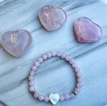 Rose Quartz Mother of Pearl Heart Bracelet