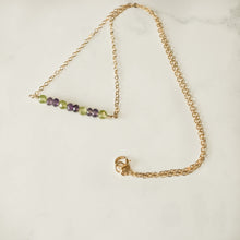 Peridot & Amethyst Gemstone Bar Necklace
