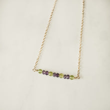 Peridot & Amethyst Gemstone Bar Necklace