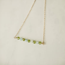 Peridot & Aquamarine Gemstone Bar Necklace