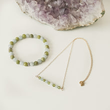 Peridot & Aquamarine Gemstone Bar Necklace