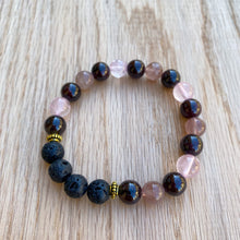 Garnet, Rose Quartz & Strawberry Quartz Aromatherapy Essential Oil Diffuser Bracelet (8mm beads)