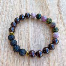Garnet and Watermelon Tourmaline Aromatherapy Essential Oil Diffuser Bracelet (8mm beads)