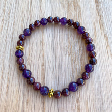 Garnet and Amethyst Skinny Stacker Bracelet (6mm beads)