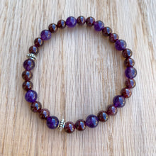 Garnet and Amethyst Skinny Stacker Bracelet (6mm beads)