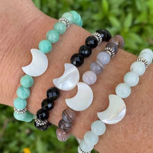 Botswana Agate & Mother of Pearl Moon Skinny Stacker Gemstone Bracelet, Balance and Creativity Bracelet (6mm beads)