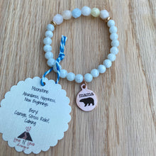 Moonstone and Beryl Mama Bear Skinny Stacker Bracelet (6mm beads)