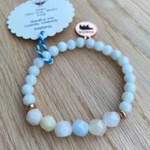 Moonstone and Beryl Mama Bear Skinny Stacker Bracelet (6mm beads)