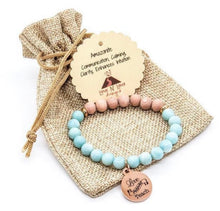 Teacher Rose Gold Charm Amazonite & Rosewood Aromatherapy Essential Oil Diffuser Bracelet (8mm beads)