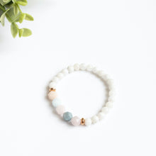 Moonstone and Beryl Skinny Stacker Bracelet (6mm beads)