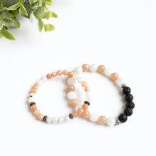 Moonstone and Sunstone Skinny Stacker Bracelet (6mm beads)