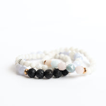 Moonstone and Beryl Skinny Stacker Bracelet (6mm beads)