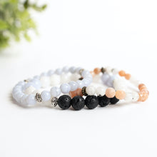 Moonstone and Sunstone Skinny Stacker Bracelet (6mm beads)