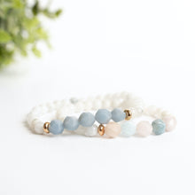 Moonstone and Beryl Skinny Stacker Bracelet (6mm beads)