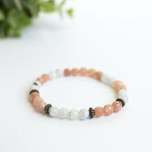 Moonstone and Sunstone Skinny Stacker Bracelet (6mm beads)