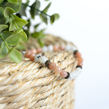 Moonstone and Sunstone Skinny Stacker Bracelet (6mm beads)