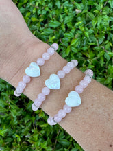 Rose Quartz and Mother of Pearl Heart Bracelet