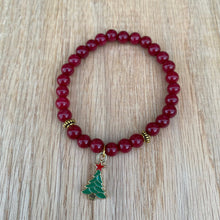 Christmas Tree Red Jade Skinny Stacker Bracelet