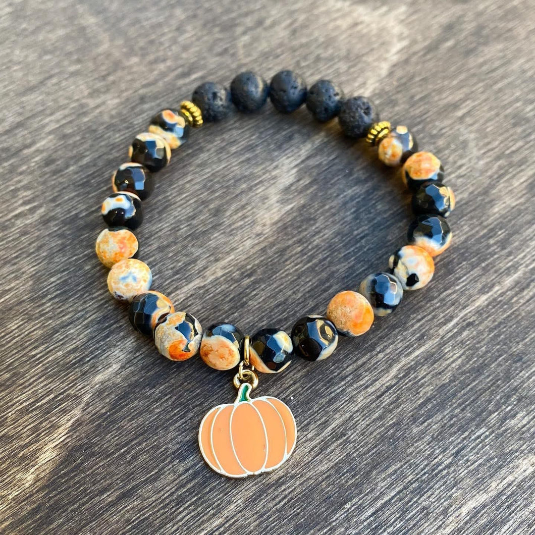 Pumpkin Charm Bracelet (8mm beads)