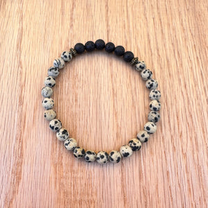 Matte Dalmatian Jasper Essential Oil Diffuser Bracelet (6mm beads)
