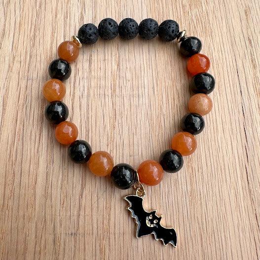 Bat Charm Aromatherapy Bracelet (8mm beads)