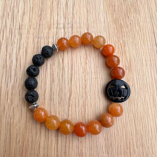 Jack O' Lantern Aromatherapy Bracelet (8mm beads)