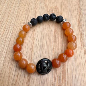 Jack O' Lantern Aromatherapy Bracelet (8mm beads)