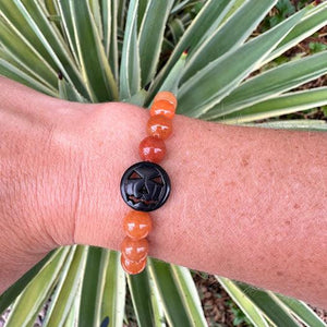 Jack O' Lantern Aromatherapy Bracelet (8mm beads)