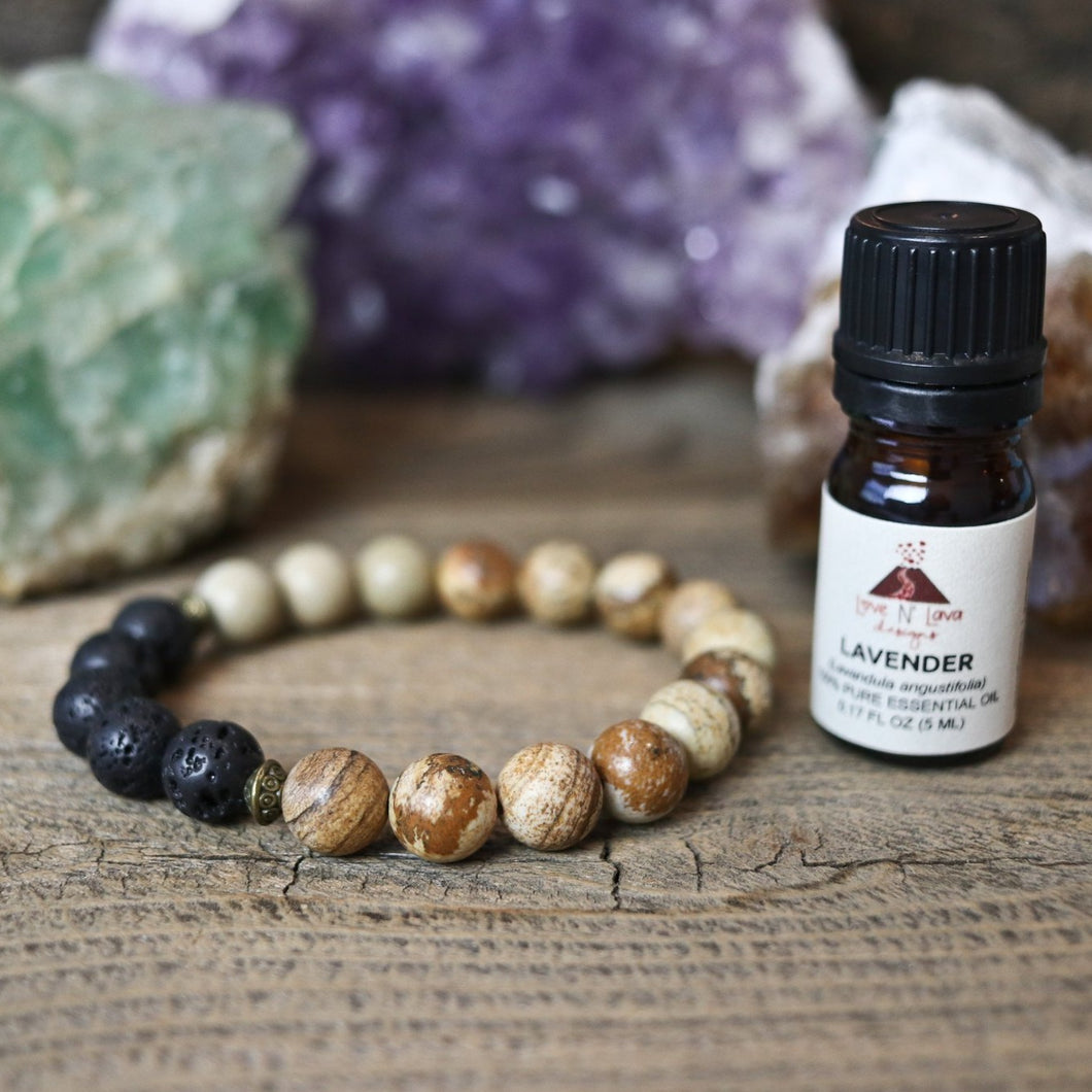 Picture Jasper Aromatherapy Essential Oil Diffuser Bracelet (10mm beads)
