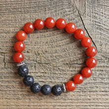 aromatherapy bracelet, red agate, lava rock bracelet, men's bracelet