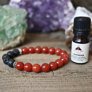 aromatherapy bracelet, red agate, lava rock bracelet, men's bracelet