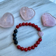 Red Jade and Rose Quartz Aromatherapy Bracelet