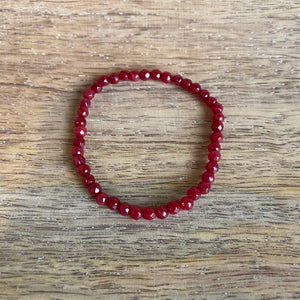 Red Jade Super Skinny Stacker Bracelet (4mm beads)
