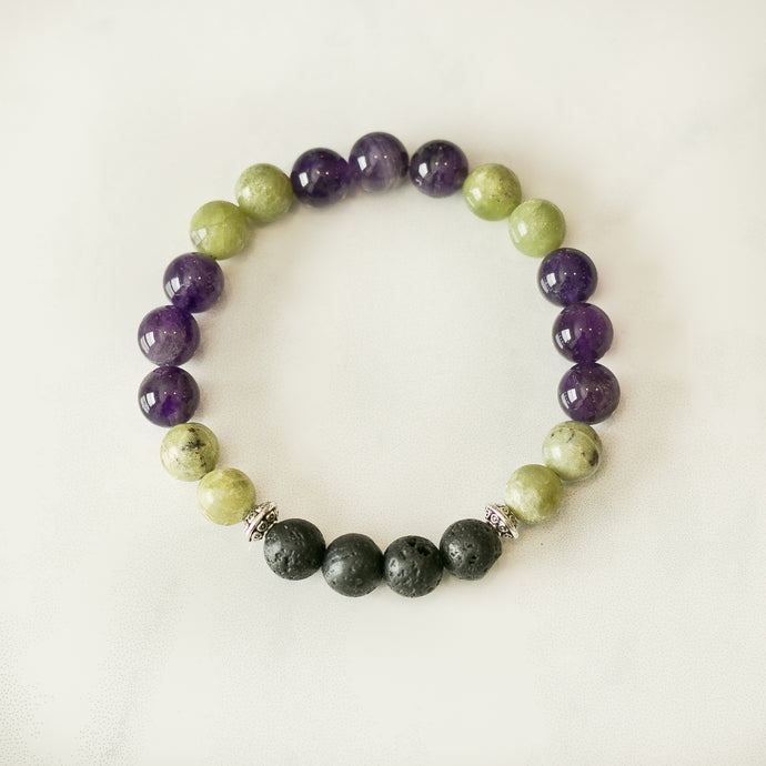 Peridot & Amethyst Aromatherapy Essential Oil Diffuser Bracelet (8mm beads)