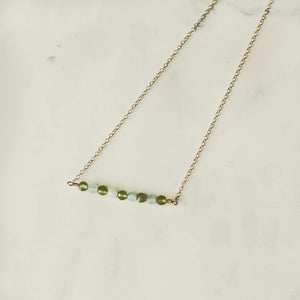 Peridot & Aquamarine Gemstone Bar Necklace