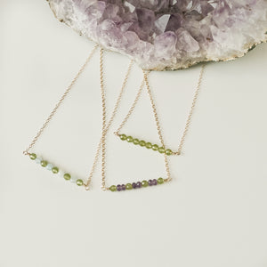 Peridot & Aquamarine Gemstone Bar Necklace