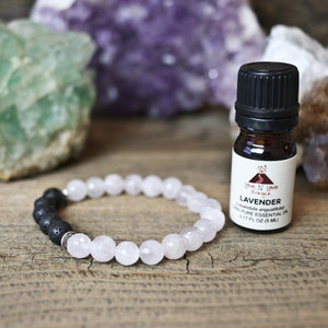 aromatherapy bracelet, rose quartz, lava rock bracelet