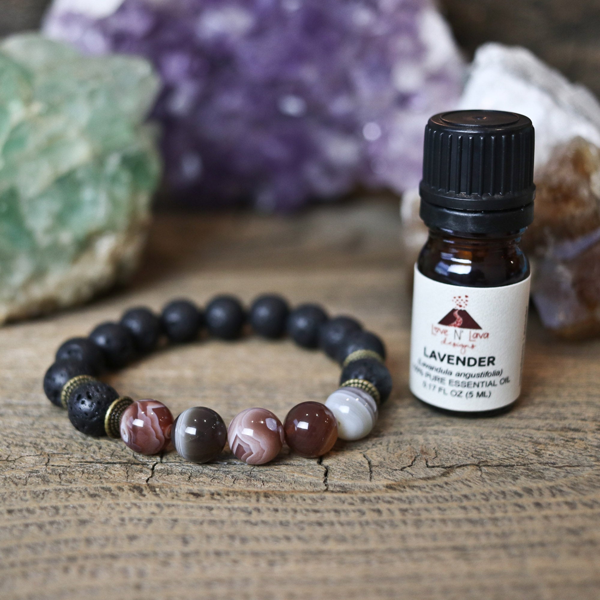 Botswana Agate Aromatherapy Essential Oil Diffuser Bracelet (10mm beads)