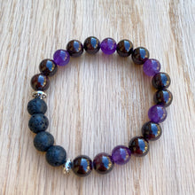 Garnet and Amethyst Aromatherapy Essential Oil Diffuser Bracelet (8mm beads)
