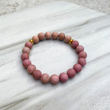 Rhodonite (Matte) and Rosewood Aromatherapy Essential Oil Diffuser Bracelet