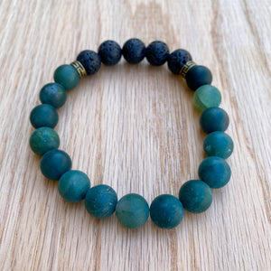 Green Moss Agate (Matte) Aromatherapy Essential Oil Diffuser Bracelet (10mm beads)