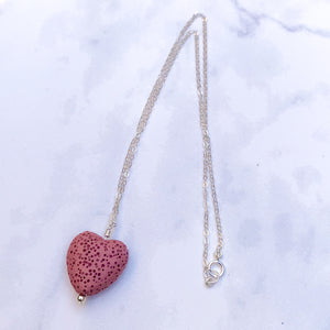 lava heart necklace, diffuser necklace, aromatherapy necklace