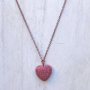 lava heart necklace, diffuser necklace, aromatherapy necklace