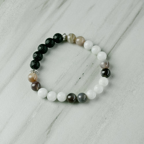 Moonstone and Botswana Agate Aromatherapy Essential Oil Diffuser Bracelet (8mm beads)