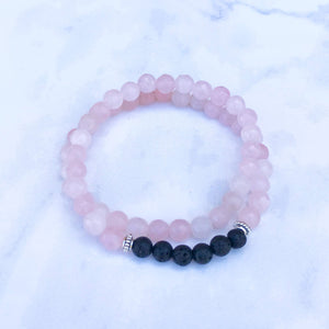 Rose Quartz Aromatherapy Essential Oil Diffuser Wrap Bracelet (6mm beads)