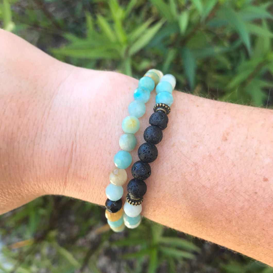 Amazonite Aromatherapy Essential Oil Diffuser Wrap Bracelet (6mm beads)